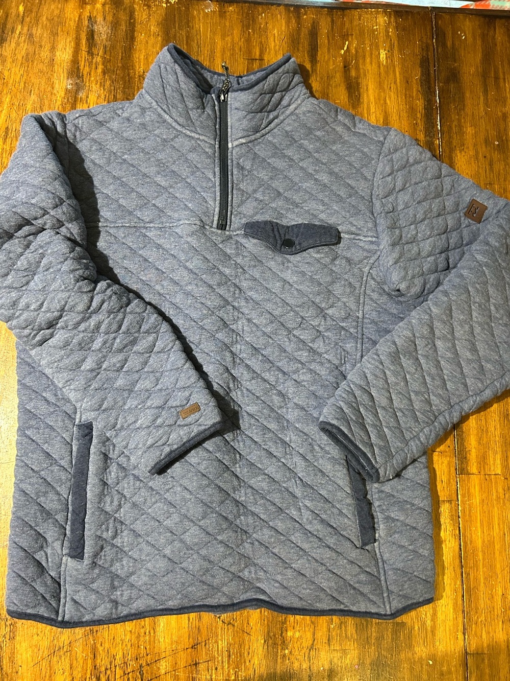 Billabong Quilted Gray Half-Zip Pullover Jacket
